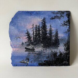 Original Oil Painting on Rock By Mark S Hansen